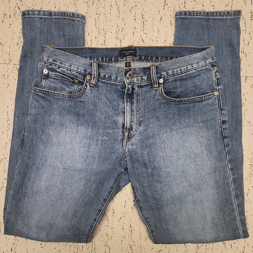 Club Monaco Blue Wash Super Slim Tapered Fit Denim Jeans
